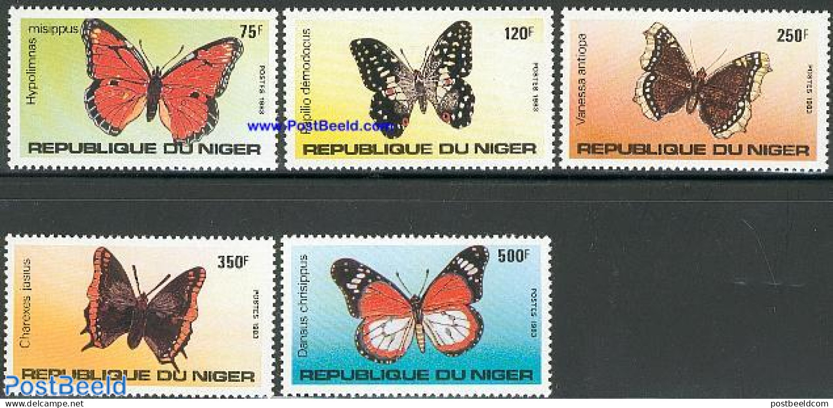 Niger 1983 Butterflies 5v, Mint NH, Nature - Butterflies - Niger (1960-...)