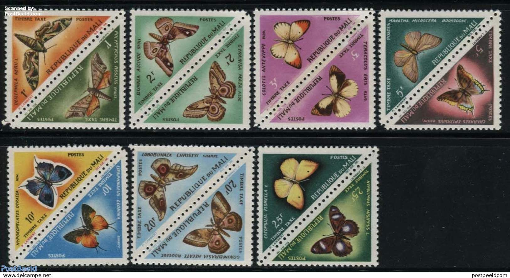 Mali 1964 Postage Due, Butterflies 7x2v [:], Mint NH, Nature - Butterflies - Malí (1959-...)