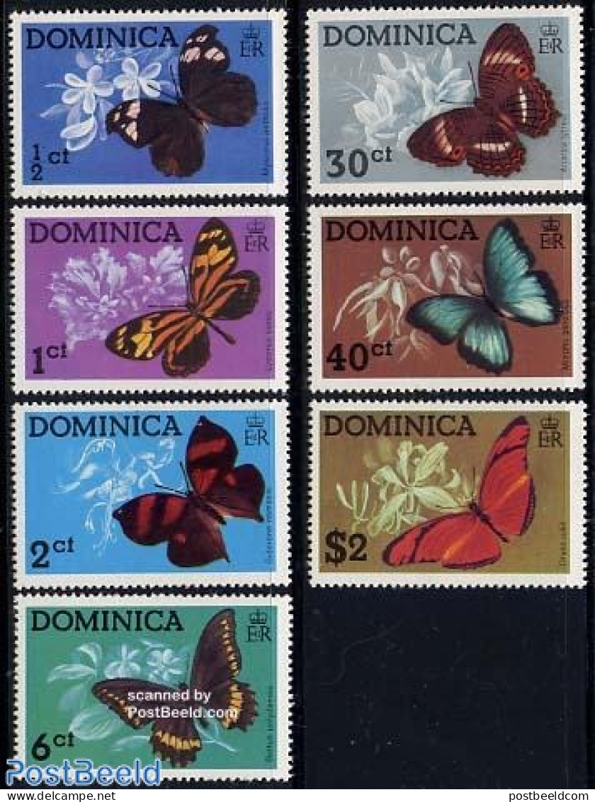 Dominica 1975 Butterflies 7v, Mint NH, Nature - Butterflies - Dominican Republic
