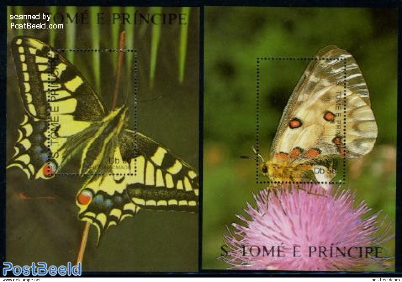 Sao Tome/Principe 1990 Butterflies 2 S/s, Mint NH, Nature - Butterflies - São Tomé Und Príncipe