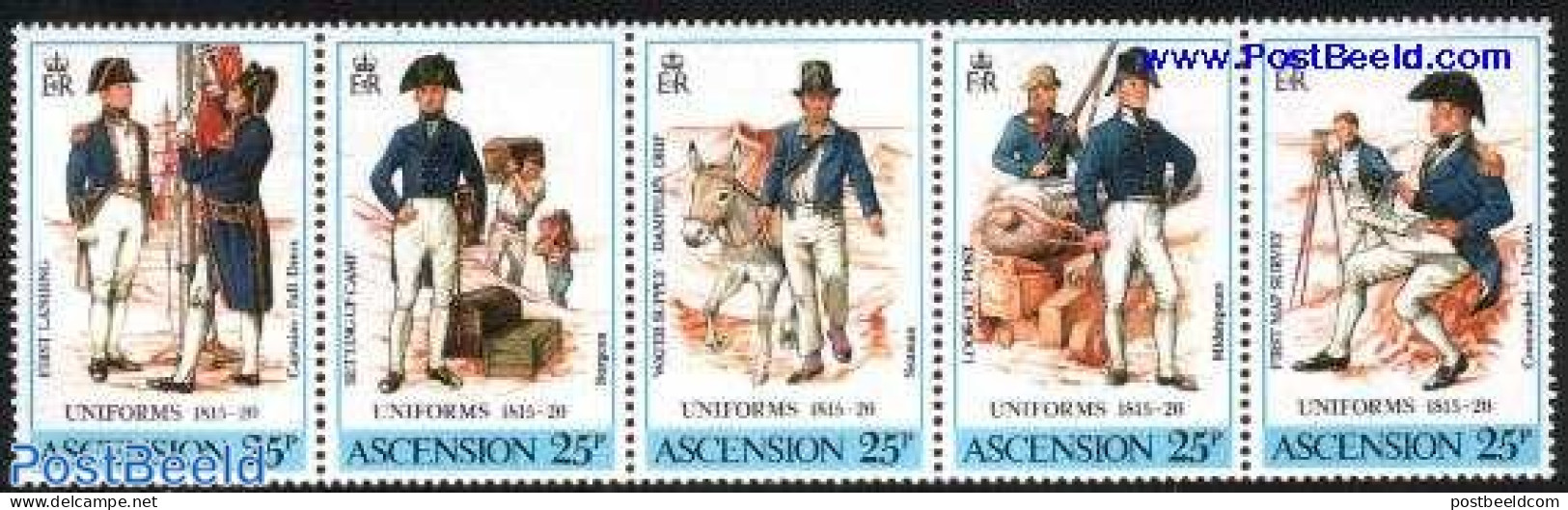 Ascension 1987 Royal Navy Uniforms 5v [::::], Mint NH, Science - Various - Weights & Measures - Uniforms - Costumi