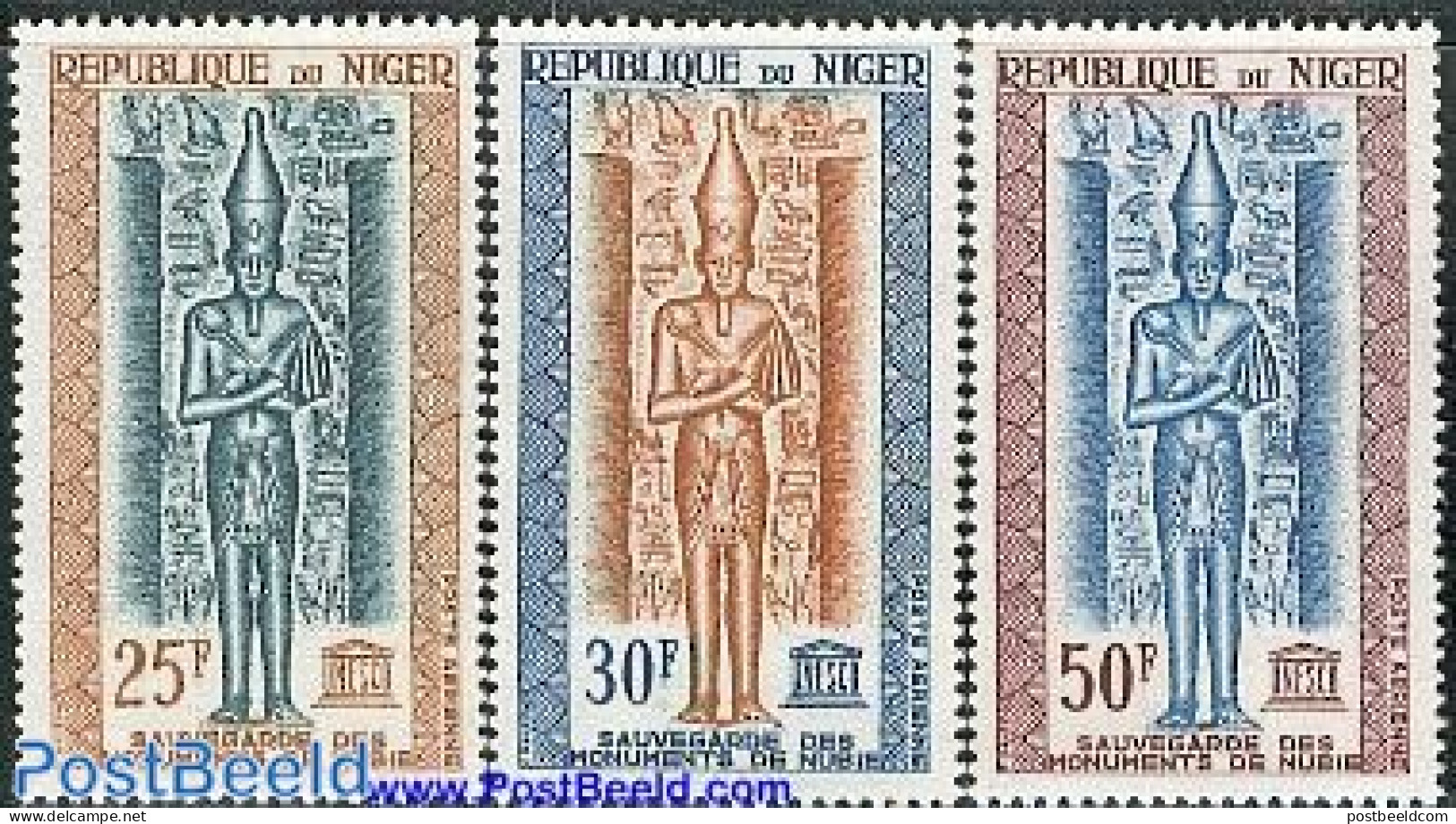 Niger 1964 Nubian Monuments 3v, Mint NH, History - Archaeology - Unesco - Arqueología
