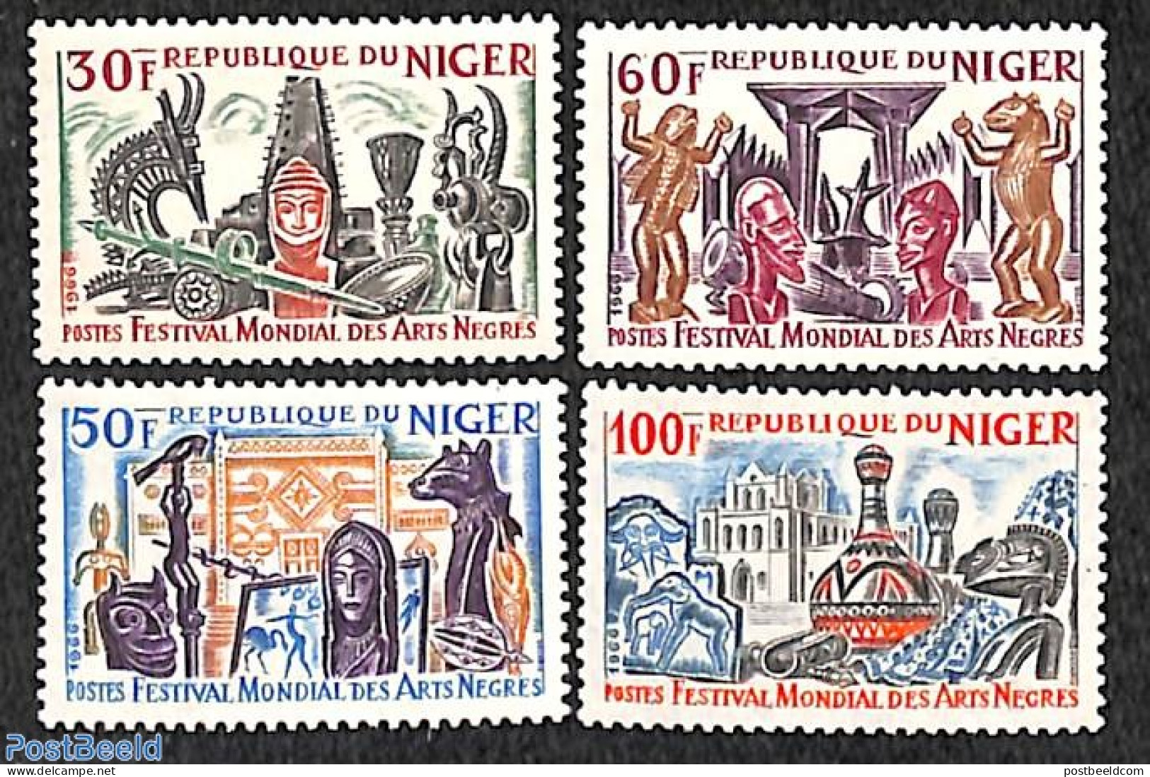 Niger 1966 African Art 4v, Mint NH, Various - Folklore - Art - Art & Antique Objects - Niger (1960-...)
