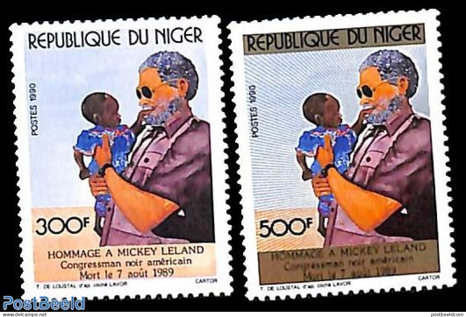 Niger 1990 Mickey Leland 2v, Mint NH, History - Politicians - Niger (1960-...)