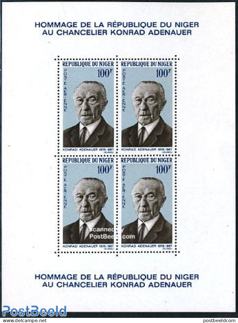 Niger 1967 Konrad Adenauer S/s, Mint NH, History - Germans - Politicians - Niger (1960-...)
