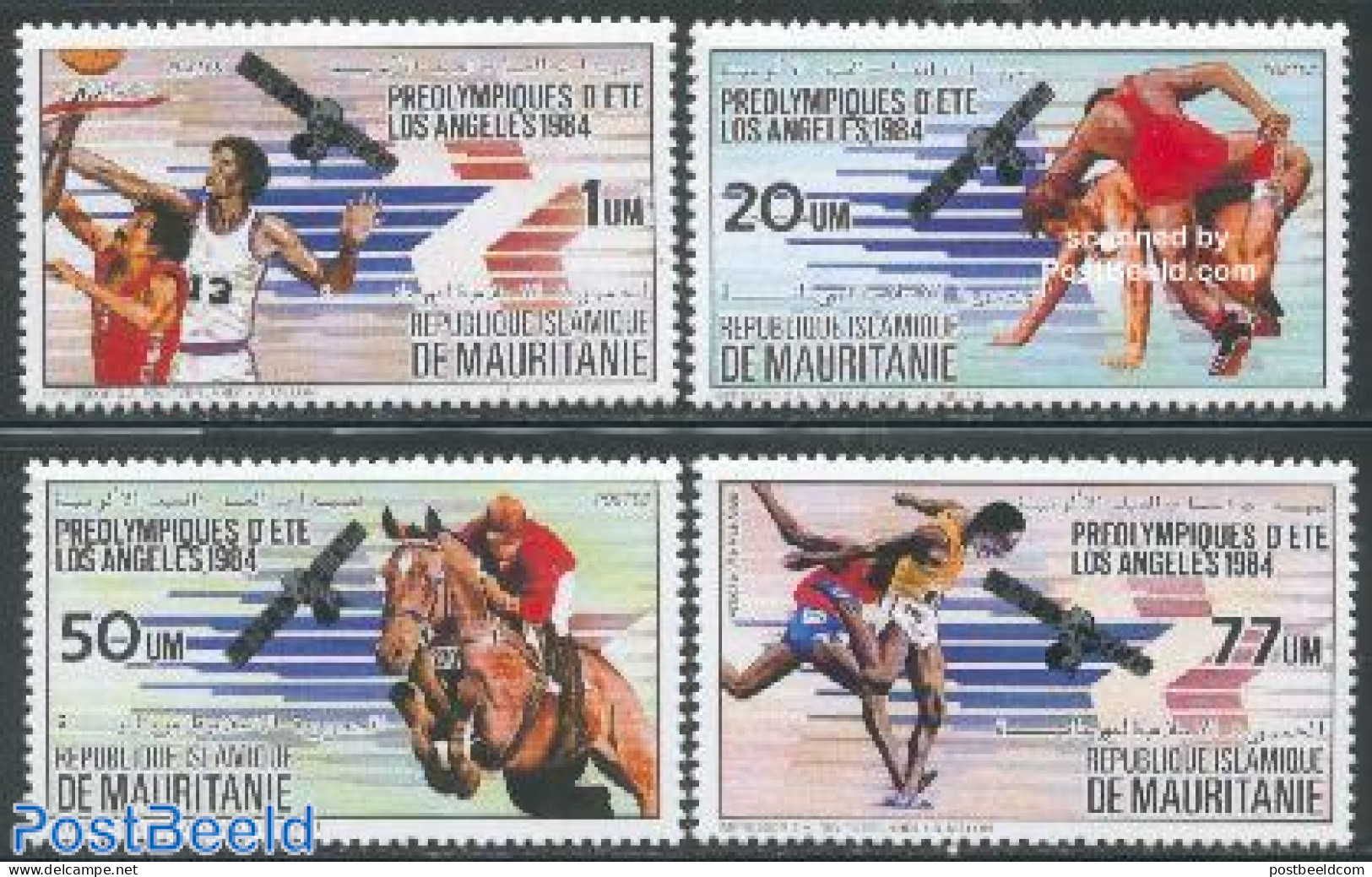 Mauritania 1983 Olympic Games Los Angeles 4v, Mint NH, Nature - Sport - Transport - Horses - Basketball - Olympic Game.. - Basketball