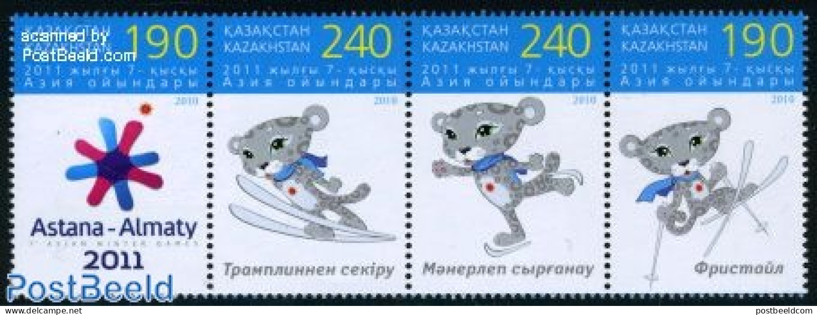 Kazakhstan 2010 Asia Games 4v [:::] Or [+], Mint NH, Sport - Skiing - Sport (other And Mixed) - Skisport
