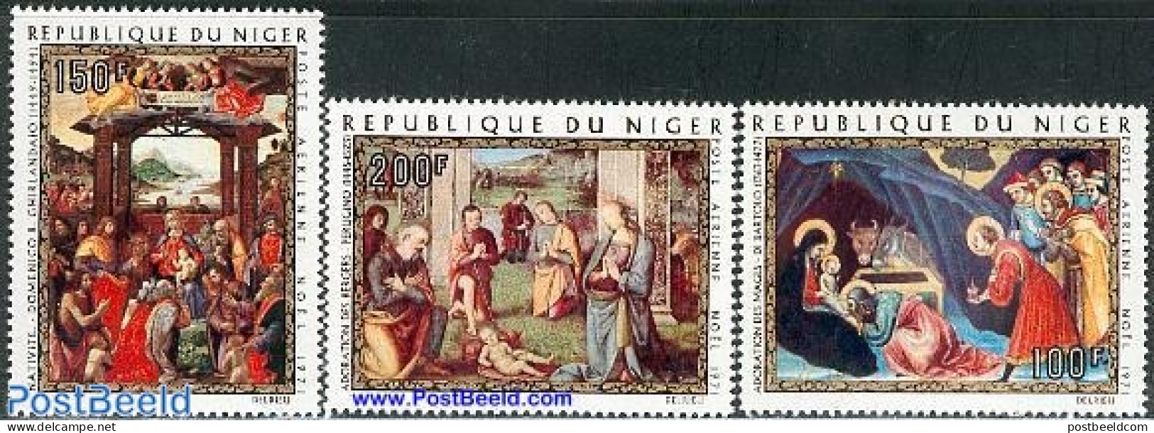 Niger 1971 Christmas 3v, Mint NH, Religion - Christmas - Art - Paintings - Weihnachten