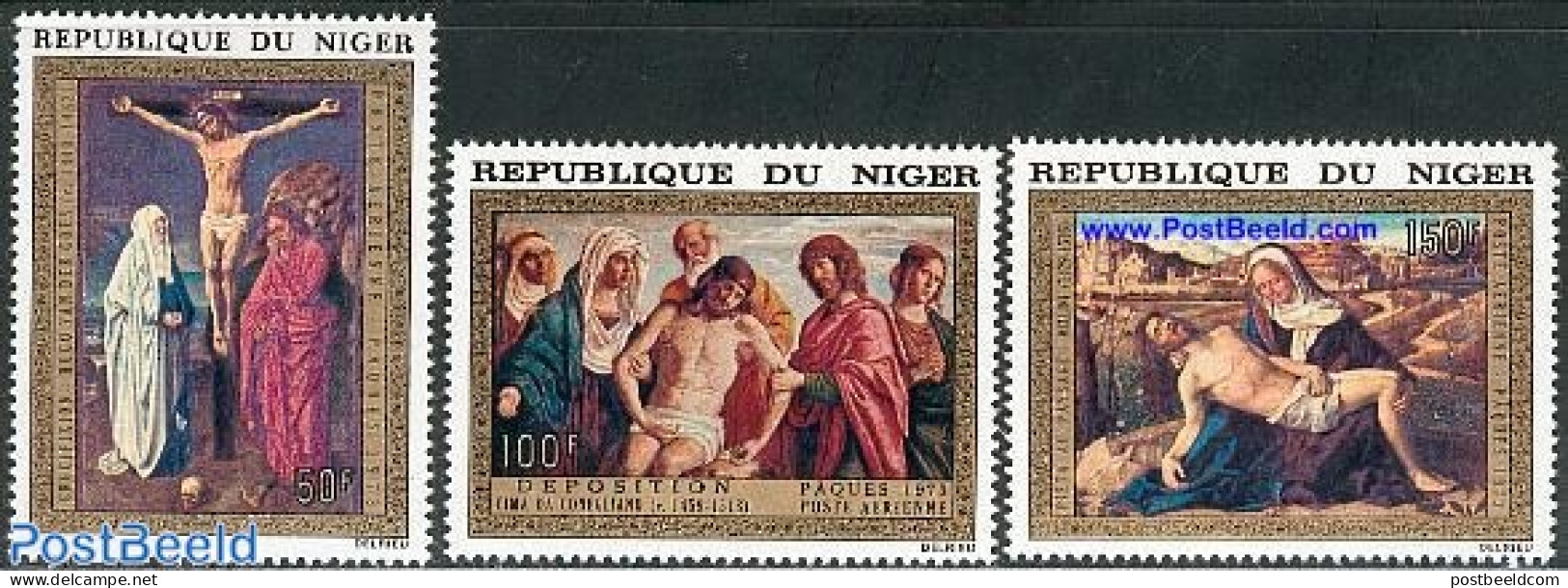 Niger 1973 Easter 3v, Mint NH, Religion - Religion - Art - Paintings - Niger (1960-...)