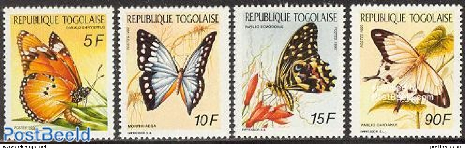 Togo 1990 Butterflies 4v, Mint NH, Nature - Butterflies - Togo (1960-...)