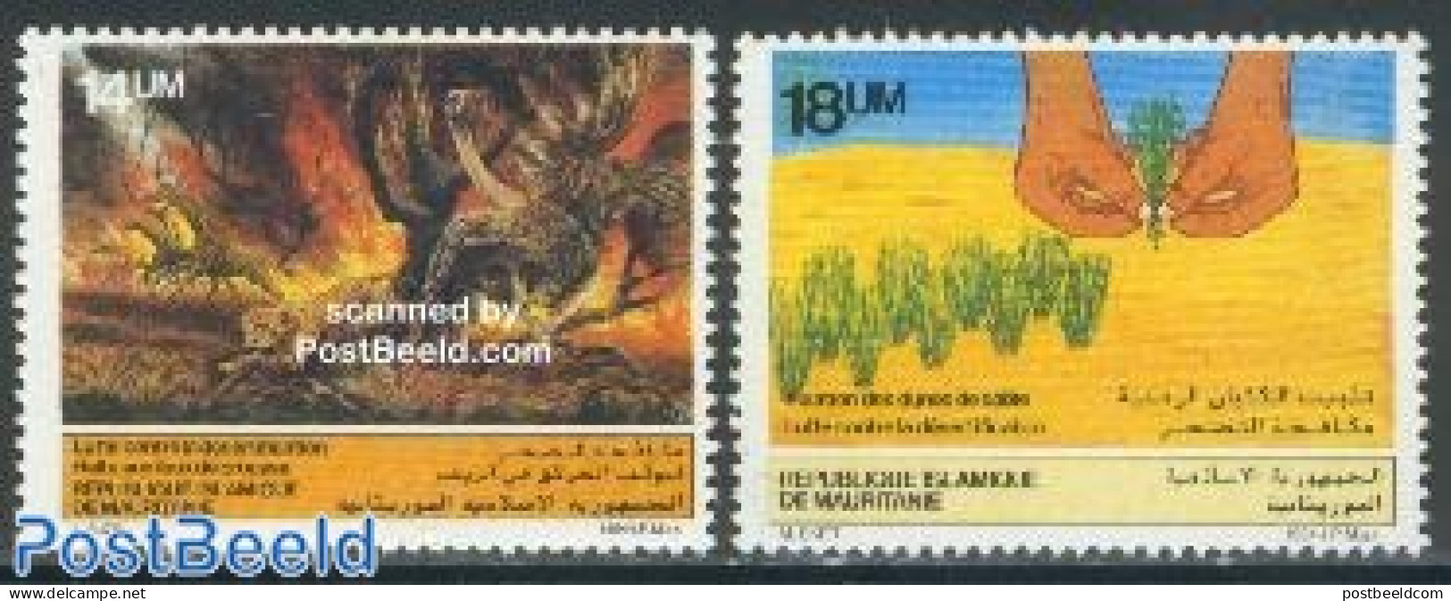 Mauritania 1985 Against Dryness 2v, Mint NH, History - Nature - Transport - Various - Animals (others & Mixed) - Birds.. - Sapeurs-Pompiers