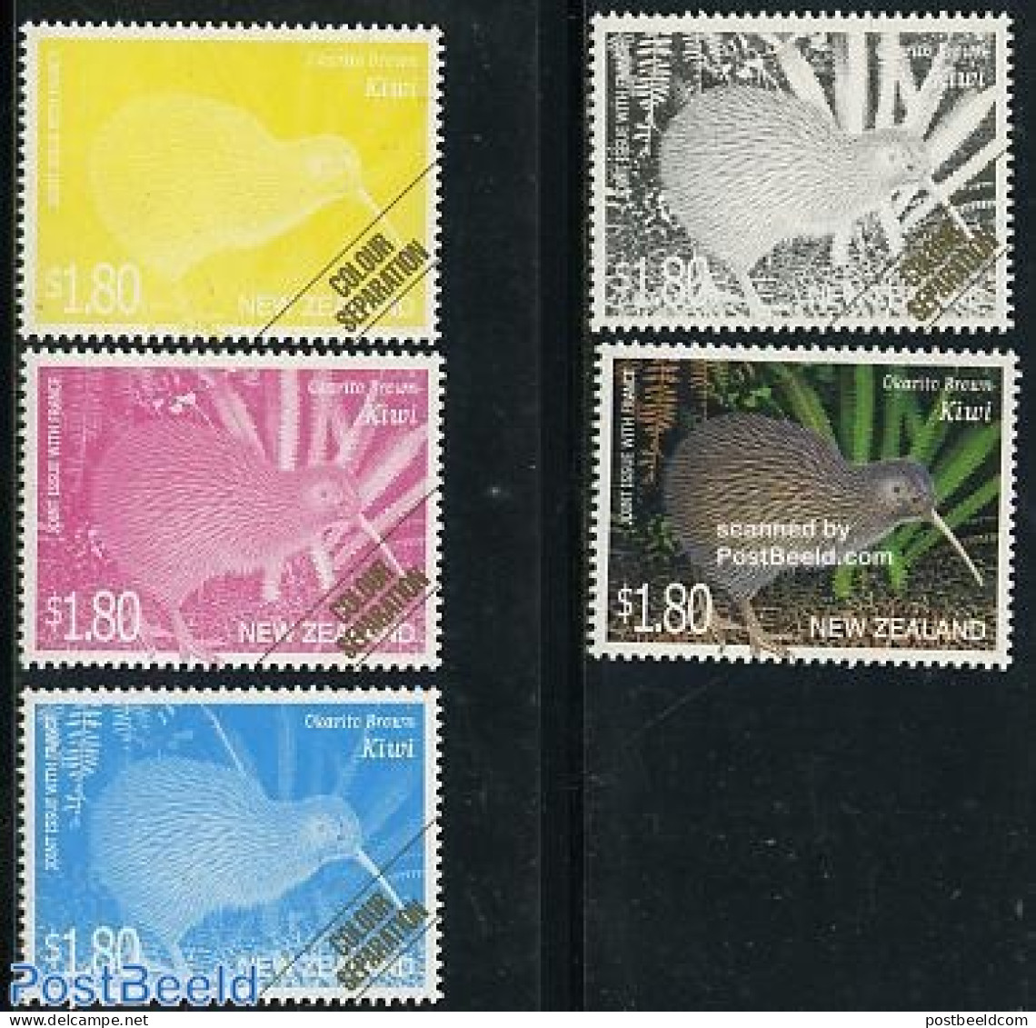 New Zealand 2000 Birds Colour Separation 4v+final Stamp, Mint NH, Nature - Birds - Unused Stamps