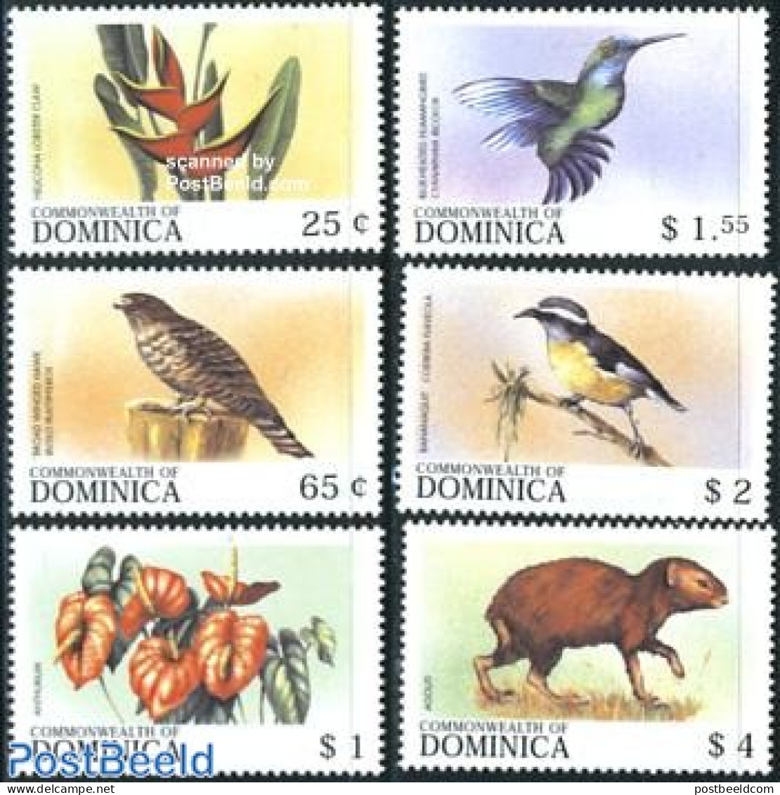 Dominica 1999 Flora & Fauna 6v, Mint NH, Nature - Birds - Flowers & Plants - Hummingbirds - Dominicaine (République)