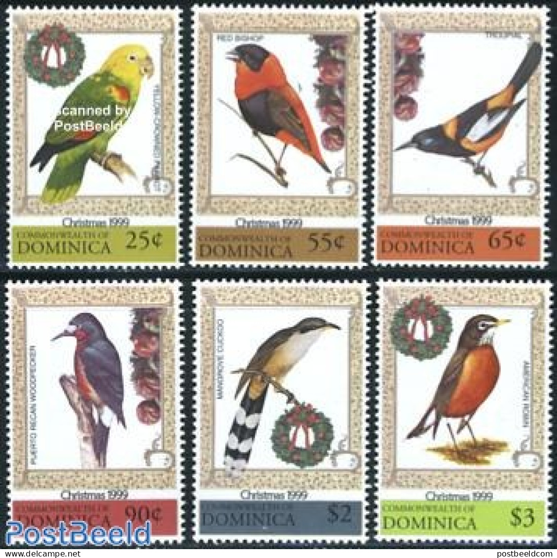 Dominica 1999 Christmas, Birds 6v, Mint NH, Nature - Religion - Birds - Christmas - Christmas