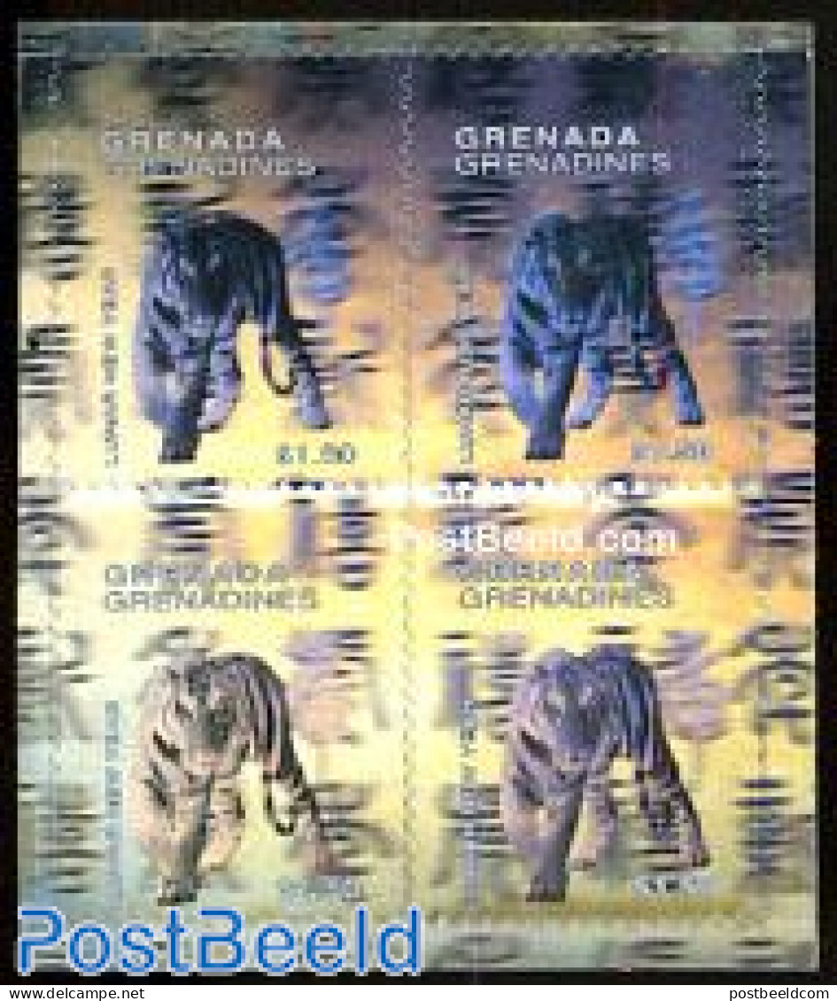 Grenada Grenadines 1998 Year Of The Tiger 1v M/s (with 4 Stamps), Mint NH, Nature - Various - Animals (others & Mixed).. - Hologramas