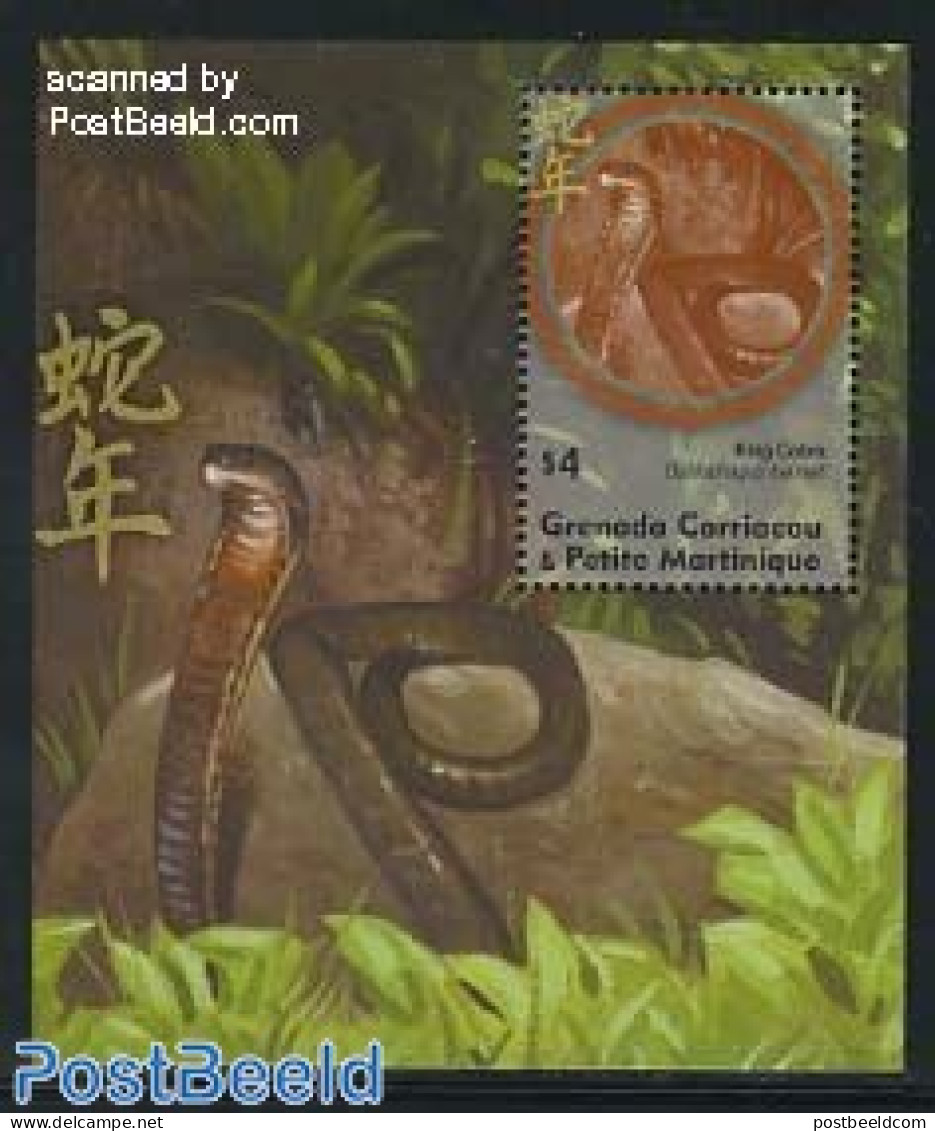Grenada Grenadines 2001 Year Of The Snake S/s, Mint NH, Nature - Various - Snakes - New Year - Anno Nuovo