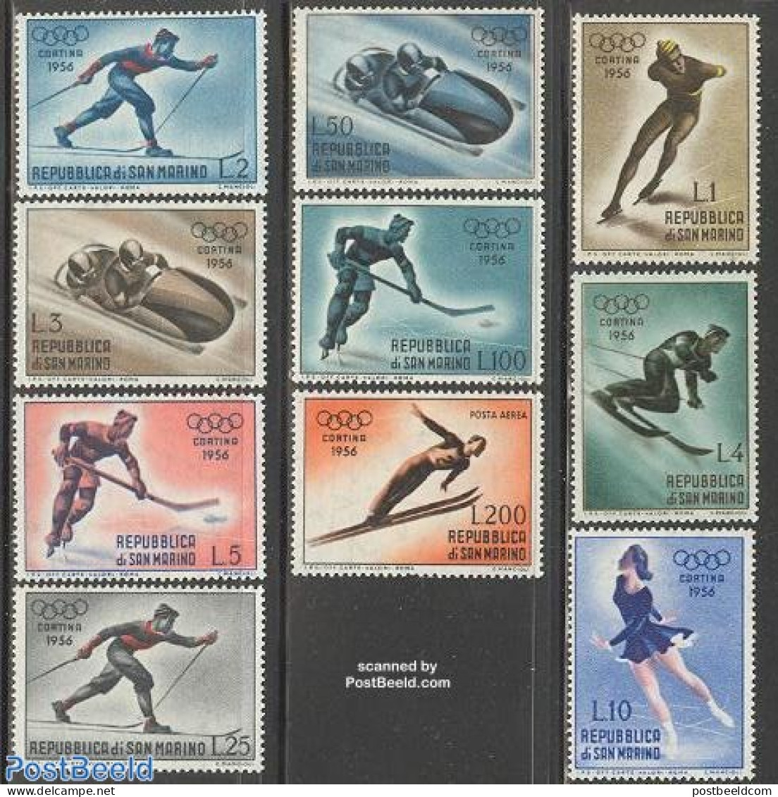 San Marino 1955 Olympic Winter Games 10v, Mint NH, Sport - (Bob) Sleigh Sports - Ice Hockey - Olympic Winter Games - S.. - Unused Stamps