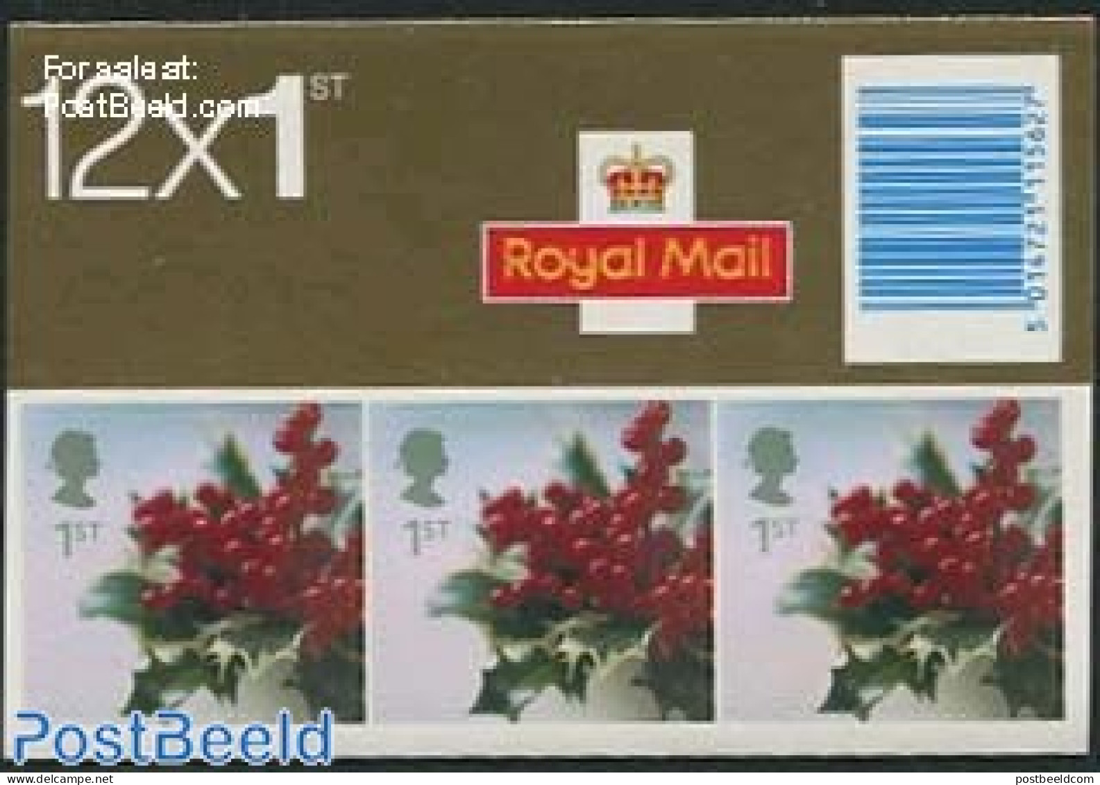 Great Britain 2002 Christmas 12x1st Booklet, Mint NH, Flowers & Plants - Stamp Booklets - Neufs