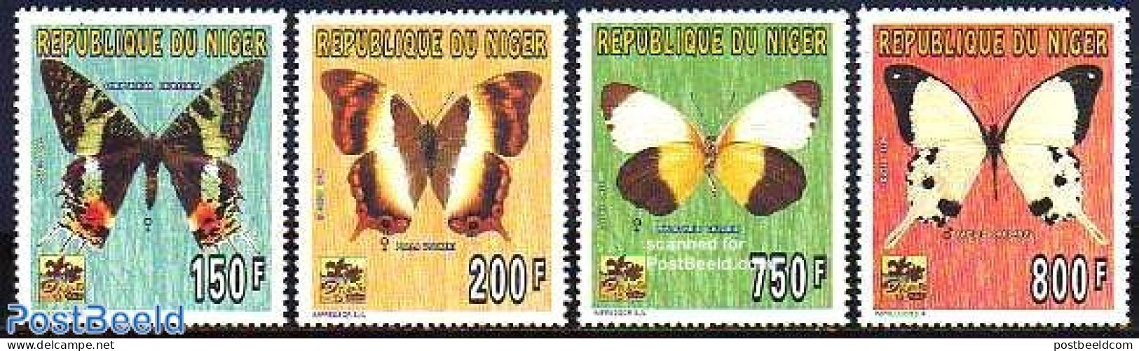 Niger 1996 World Jamboree Netherlands 4v, Butterflies, Mint NH, History - Nature - Sport - Netherlands & Dutch - Butte.. - Geography