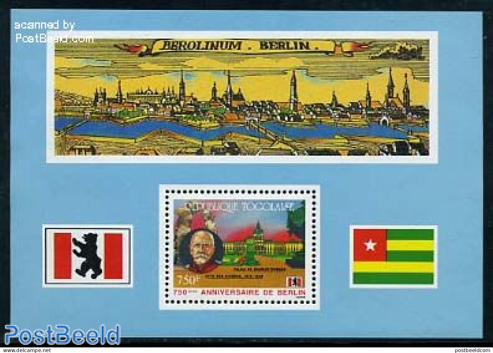 Togo 1987 750 Years Berlin S/s, Mint NH, History - Germans - Art - Castles & Fortifications - Castelli