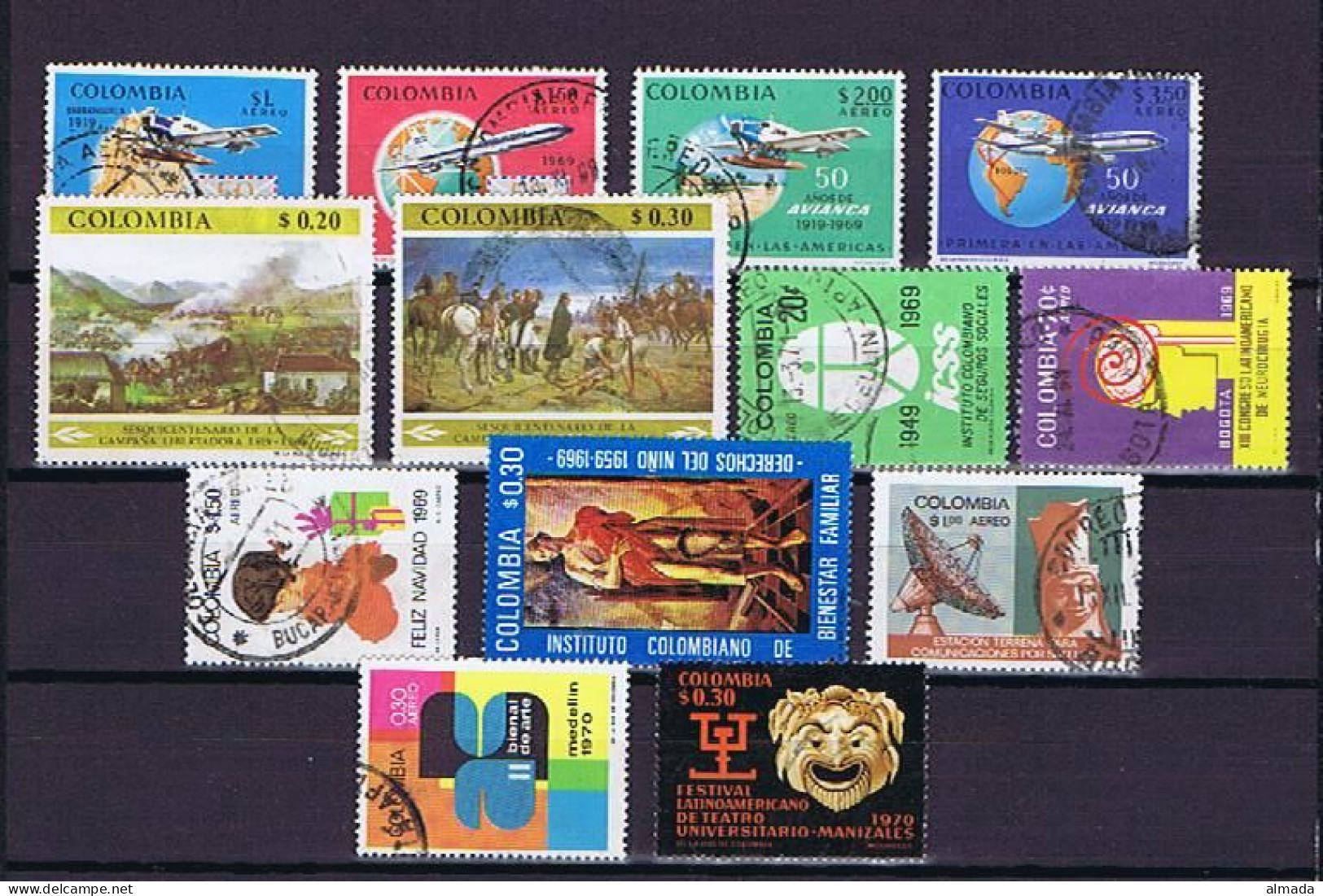 Kolumbien,  Colombia 1966-1970: 49 Diff. Used (1 Is Mnh), Gestempelt (1 Marke Ist Postfrisch) - Colombia