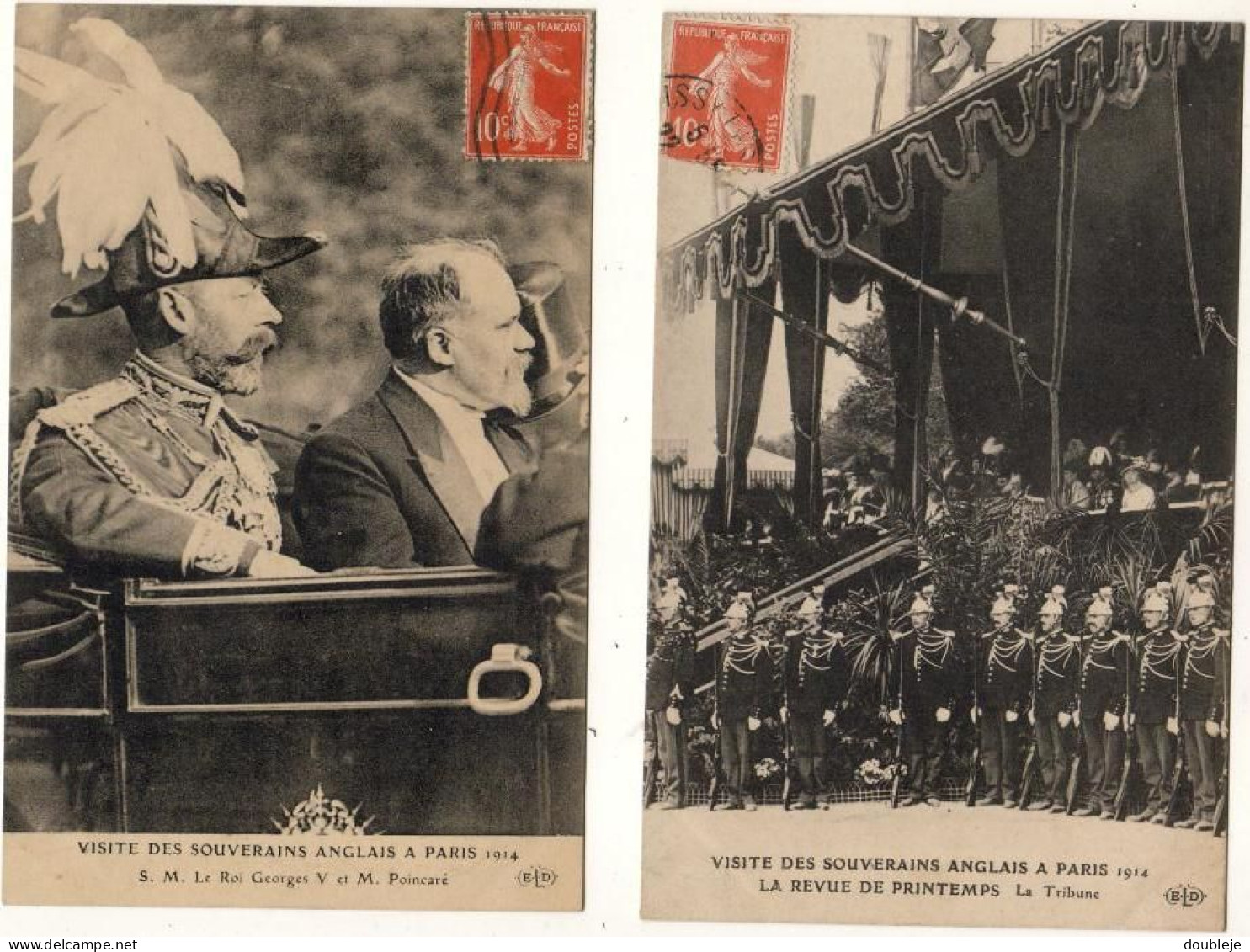 1914   LA VISITE DES SOUVERAINS ANGLAIS À PARIS   Lot De 5 CPA - Empfänge