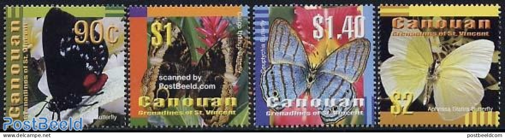 Saint Vincent & The Grenadines 2004 Canouan, Butterflies 4v, Mint NH, Nature - Butterflies - St.Vincent Y Las Granadinas