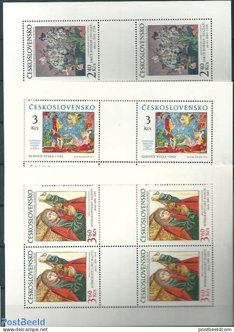 Czechoslovkia 1978 Paintings 3 M/ss, Mint NH, Art - Paintings - Sonstige & Ohne Zuordnung