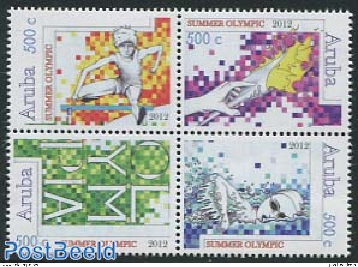 Aruba 2012 Olympic Games 4v [+], Mint NH, Sport - Athletics - Olympic Games - Swimming - Atletismo