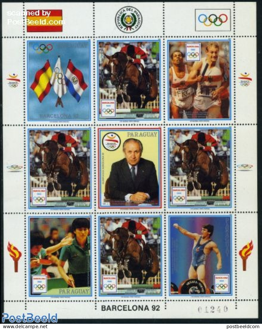 Paraguay 1989 Olympic Games M/s, Mint NH, Nature - Sport - Horses - Olympic Games - Paraguay