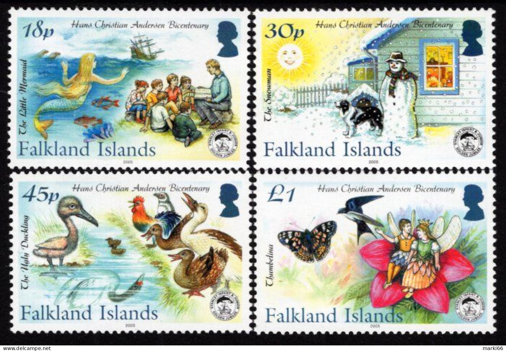 Falkland Islands - 2005 - Christmas - 200th Birthday Of Hans Christian Andersen - Mint Stamp Set - Falklandinseln