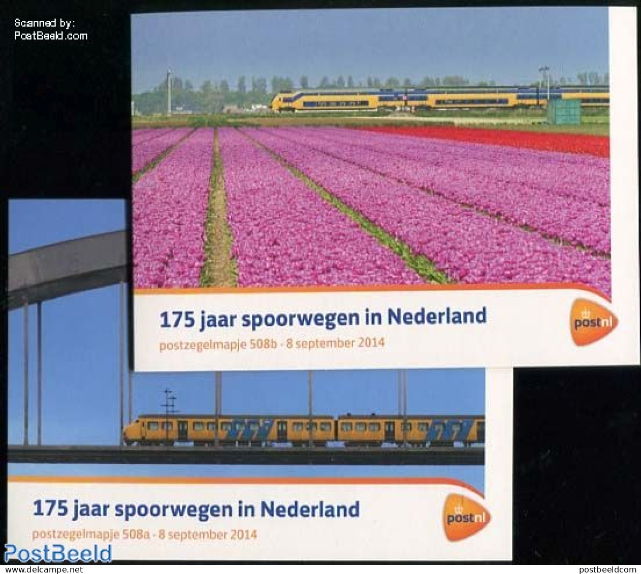 Netherlands 2014 175 Years Railways, Presentation Pack 508a+b, Mint NH, Transport - Stamps On Stamps - Railways - Art .. - Ongebruikt