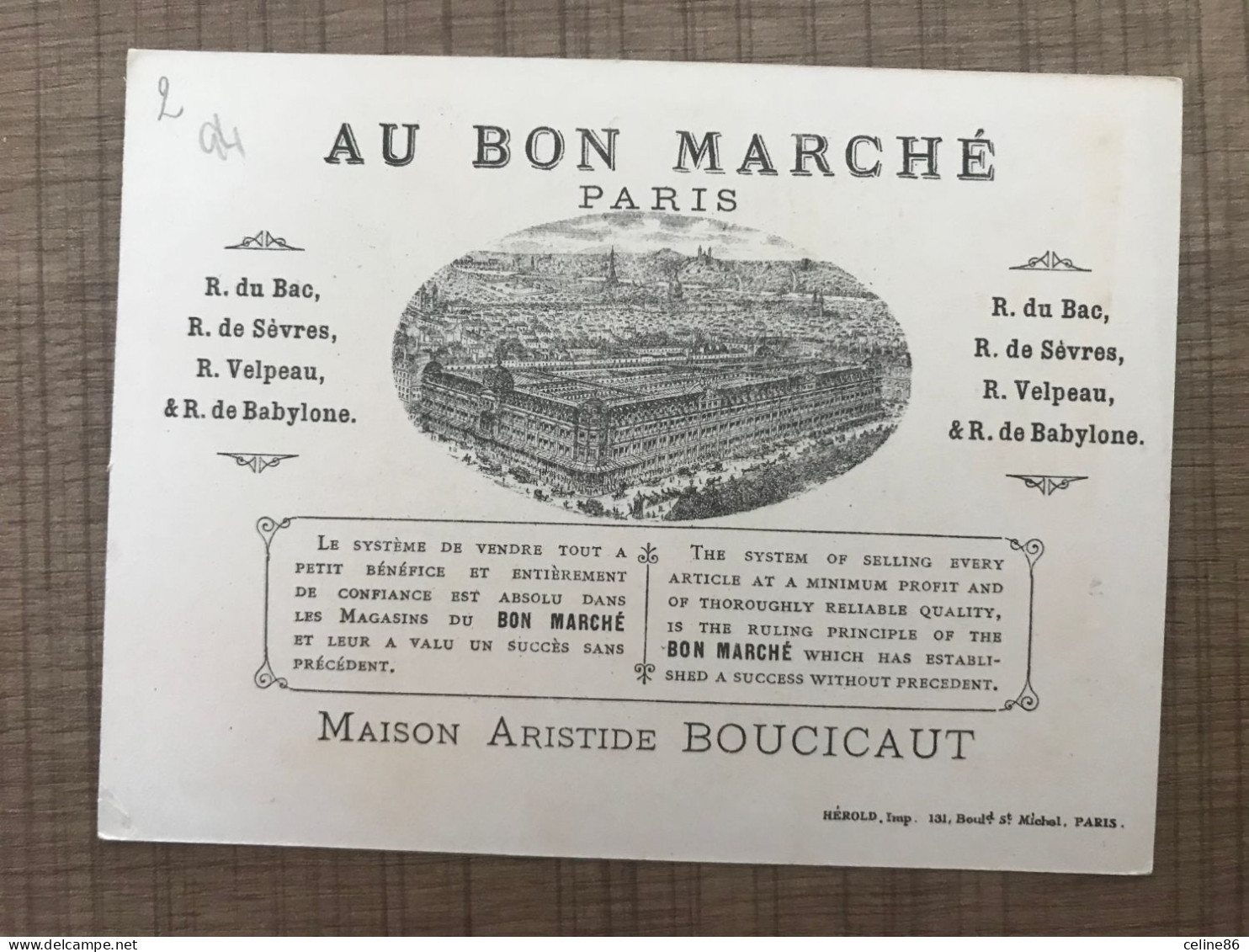 AU BON MARCHE Maison Aristide BOUCICAUT  - Au Bon Marché
