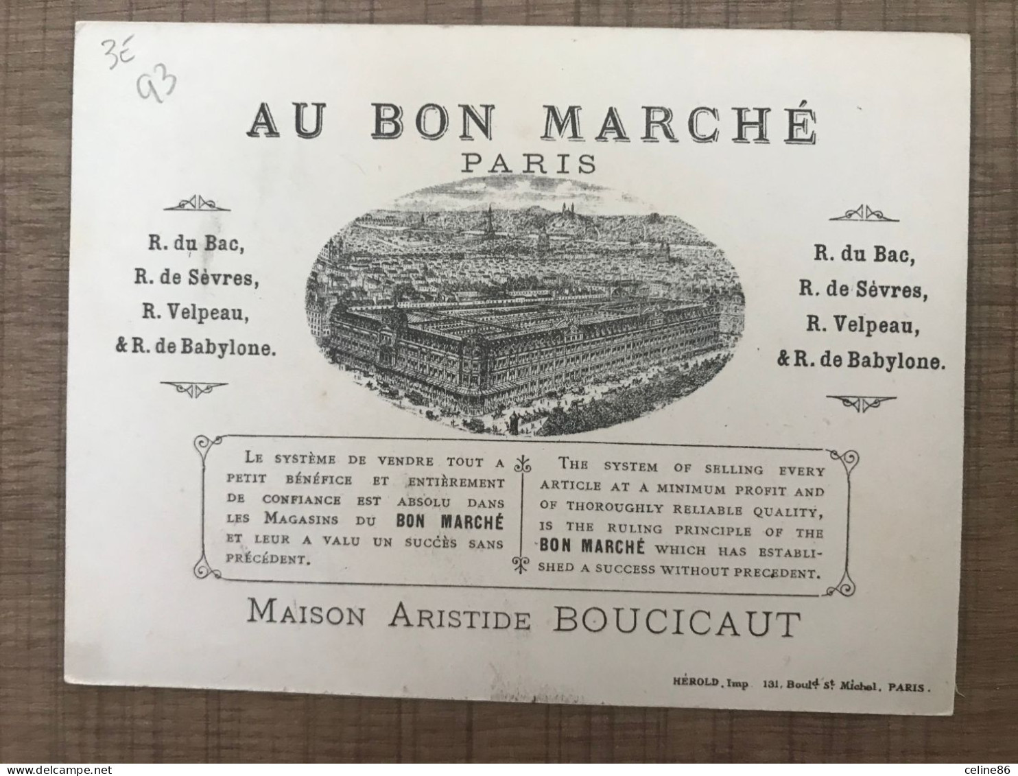 AU BON MARCHE Maison Aristide BOUCICAUT  - Au Bon Marché