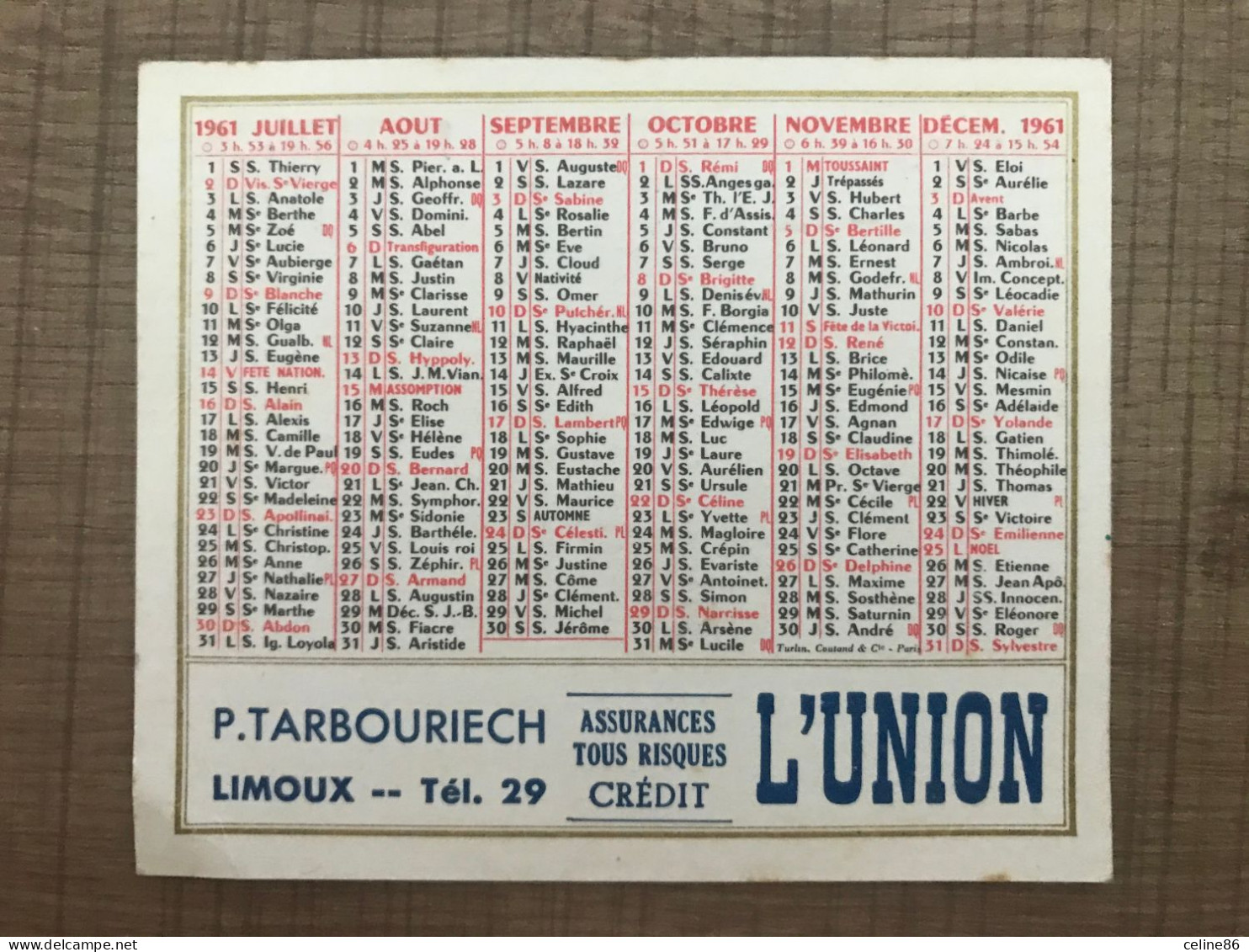 P. TARBOURIECH LIMOUX L'UNION 1961 - Small : 1961-70