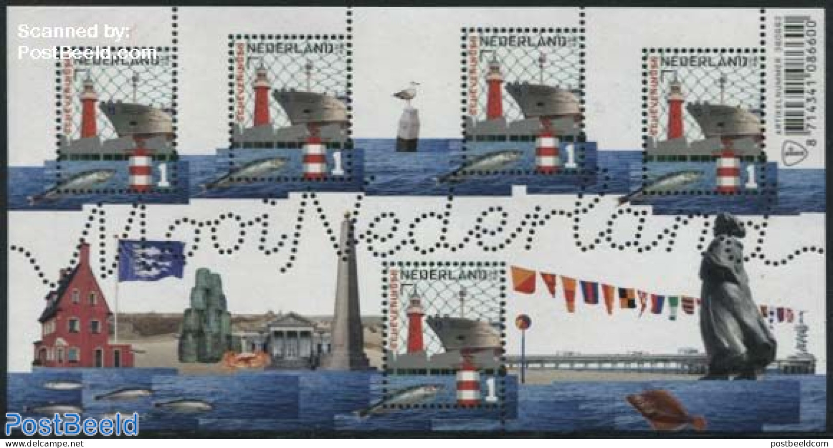 Netherlands 2016 Beautiful Netherlands, Scheveningen S/s, Mint NH, Nature - Transport - Various - Fish - Fishing - Shi.. - Unused Stamps