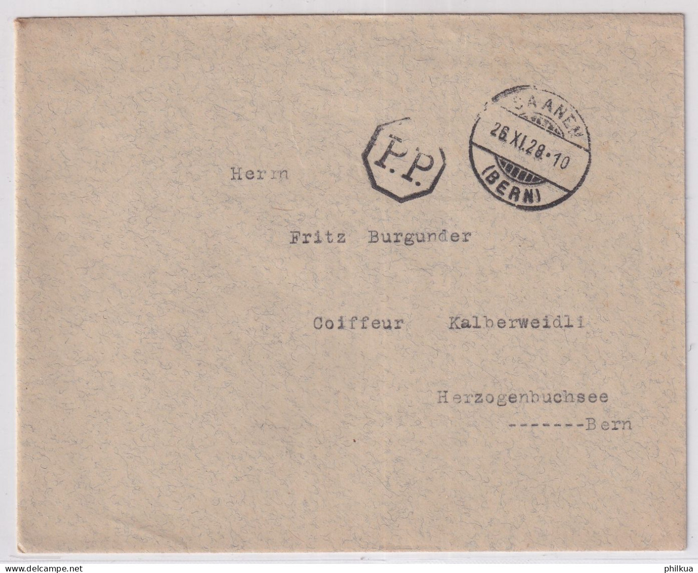 Brief Gelaufen Von SAANEN (BERN) Nach HERZOGENBUCHSEE Mit 6-Eckigem PP - Postmark Collection