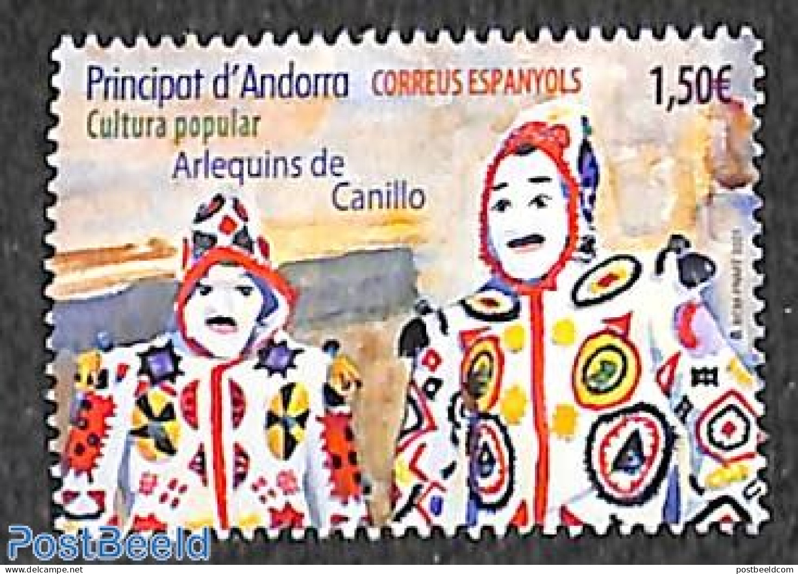 Andorra, Spanish Post 2021 Harlequins Of Canillo 1v, Mint NH, Various - Folklore - Ungebraucht