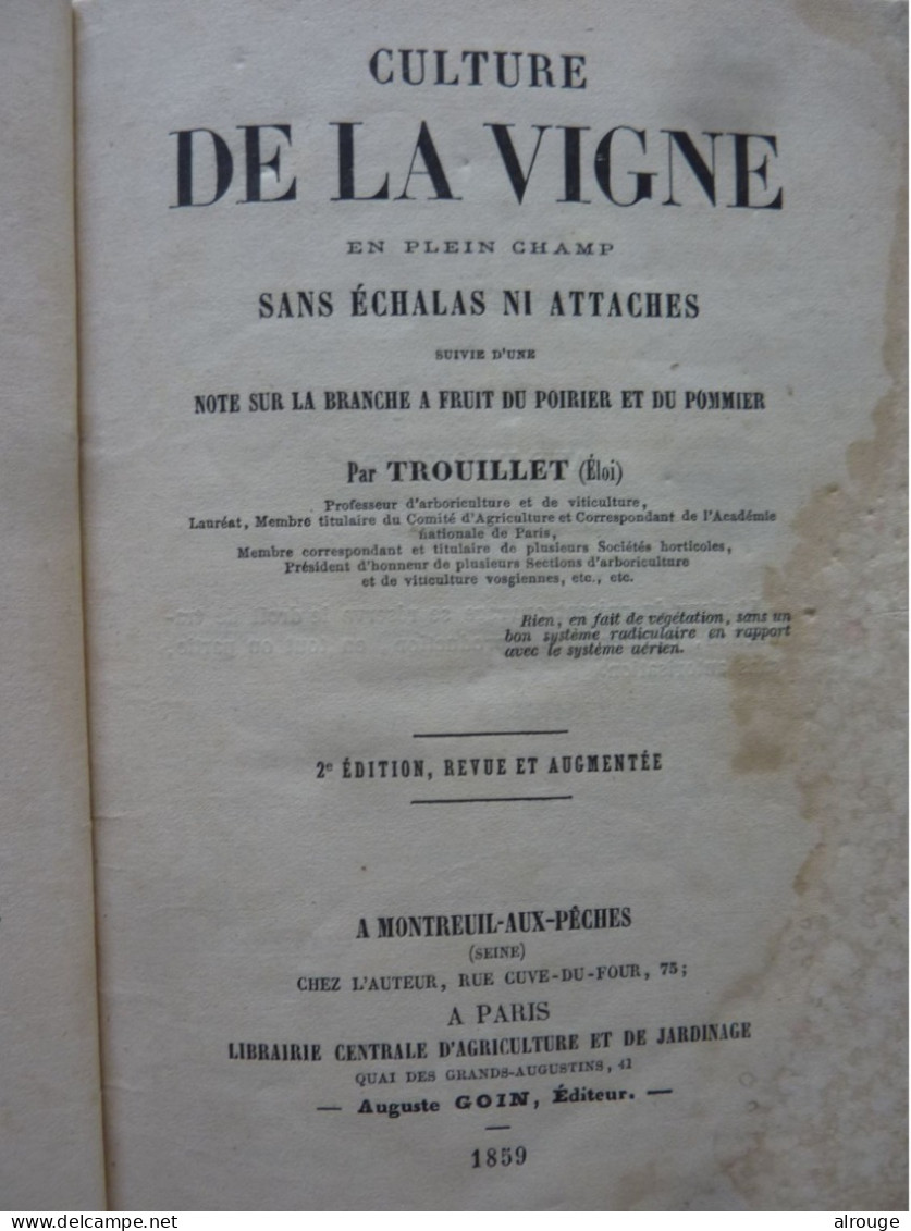 Culture De La Vigne En Plein Champsans échalas Ni Attaches Par Eloi Trouillet, 1859 - 1801-1900