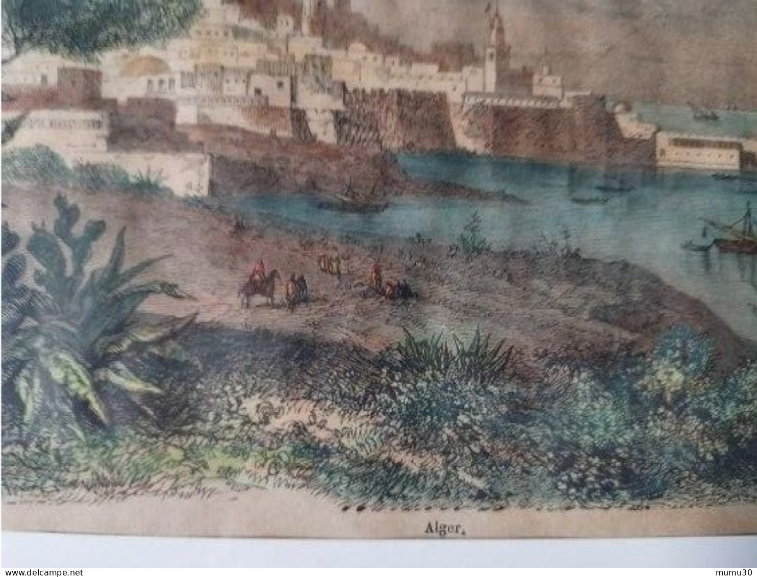 Superbe Ancienne Lithographie ALGER Signée E. De Bernard Sous Cadre Algérie - Litografia