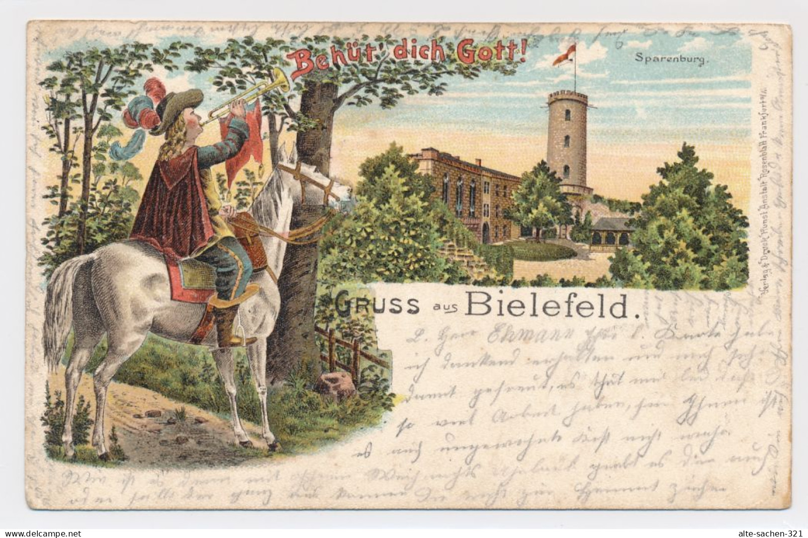 Litho-AK 1900 Sparrenburg Burg Und Ritter Bielefeld - Bielefeld