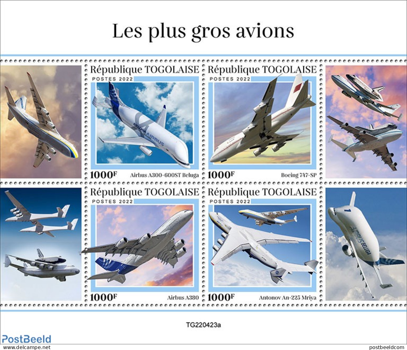 Togo 2022 Biggest Planes, Mint NH, Transport - Aircraft & Aviation - Aviones