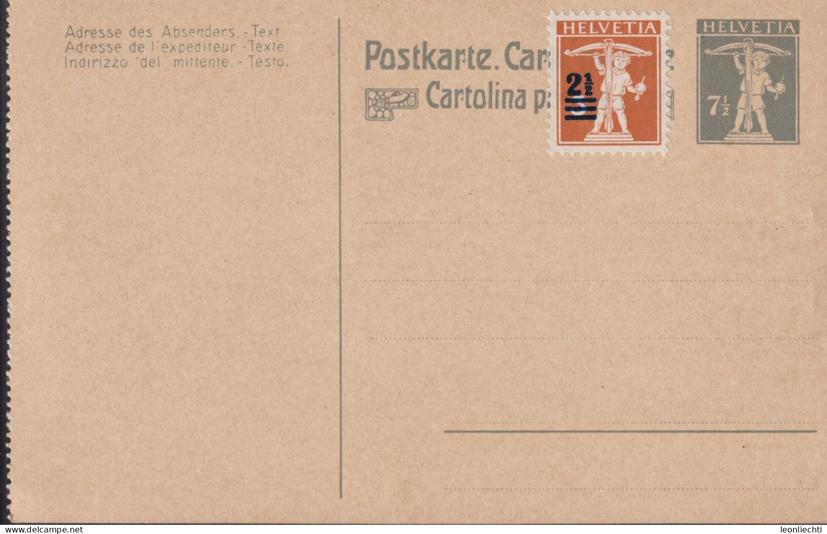 1906/ Schweiz Postkarte PrP 42, 7 1/2 Grau  Zum:CH 146 Mi:CH:156, Tell Knabe - Briefe U. Dokumente