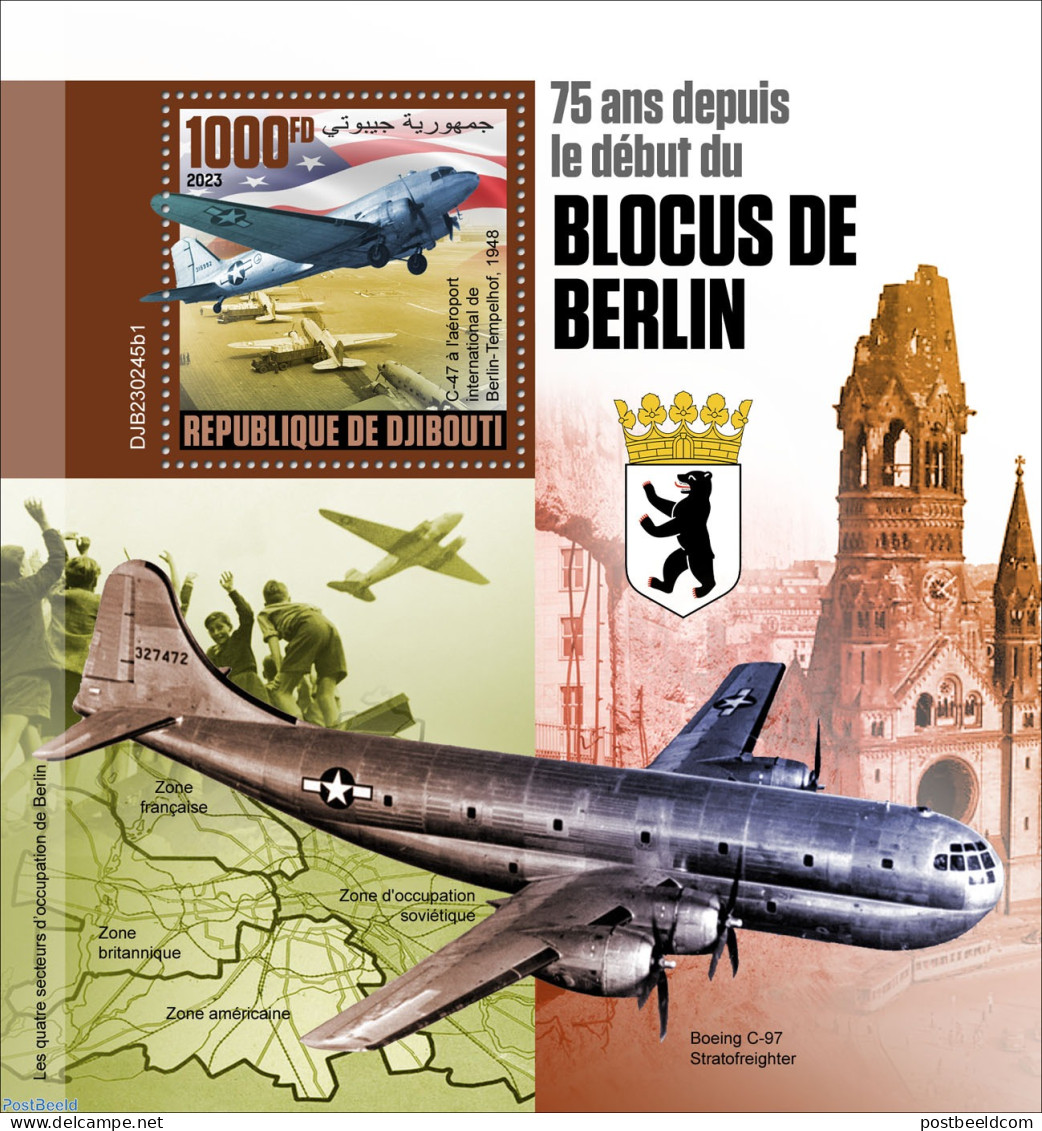 Djibouti 2023 75 Years Since The Start Of The Berlin Blockade, Mint NH, History - Transport - Militarism - Aircraft & .. - Militaria