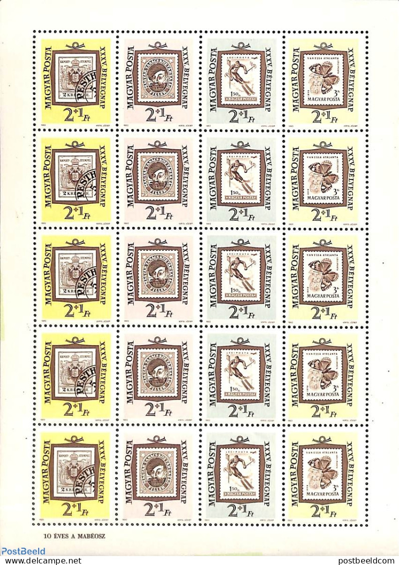 Hungary 1962 Stamp Day M/s (=5 Sets), Mint NH, Nature - Butterflies - Stamp Day - Stamps On Stamps - Unused Stamps