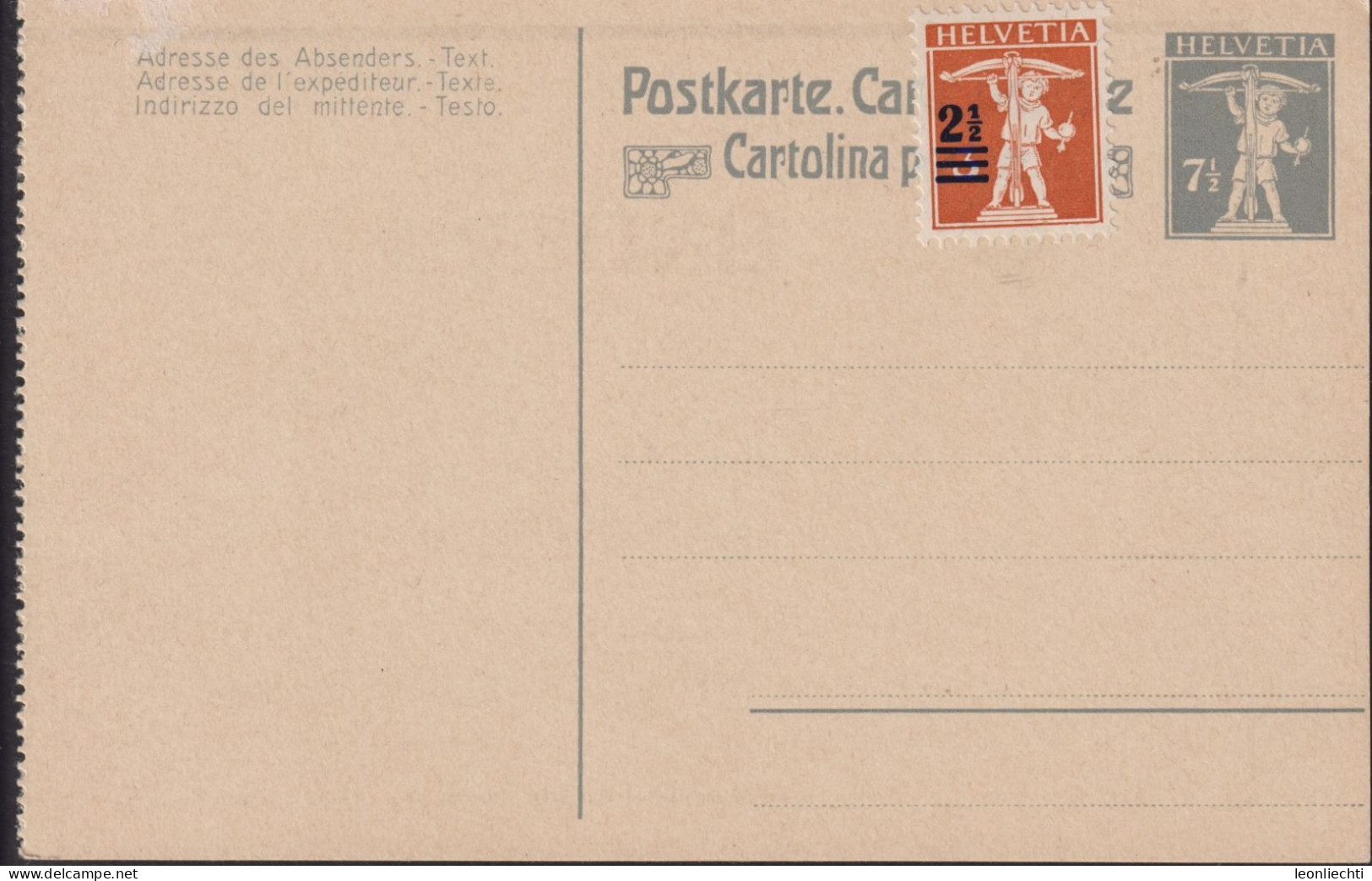 1906/ Schweiz Postkarte PrP 42, 7 1/2 Grau  Zum:CH 146 Mi:CH:156, Tell Knabe - Cartas & Documentos
