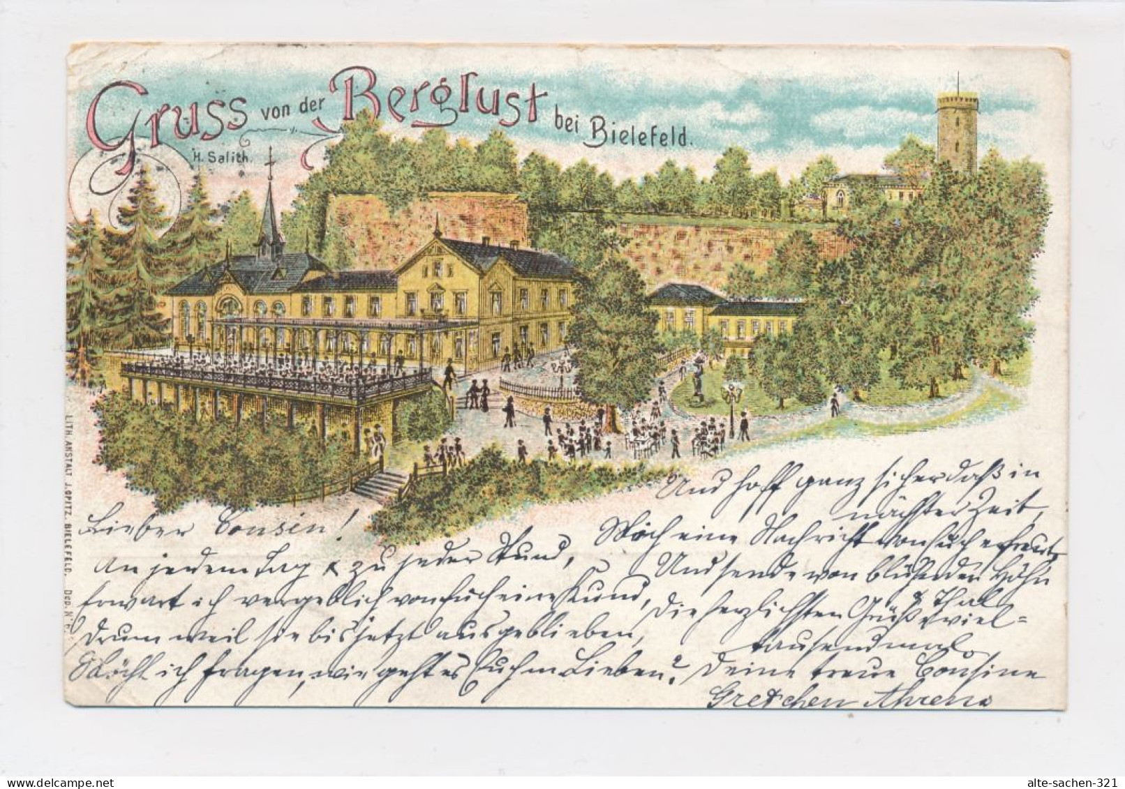 Litho-AK 1901 Sparrenburg Berglust-Restaurant Sommerfrische Bielefeld - Bielefeld