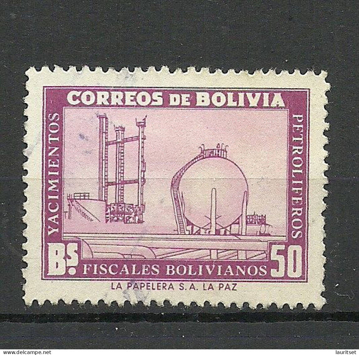 BOLIVIA 1955 Revenue Fiscal Tax Nafta Erdöl Yacimientos Petroliferos, 50 Bs., O - Bolivia