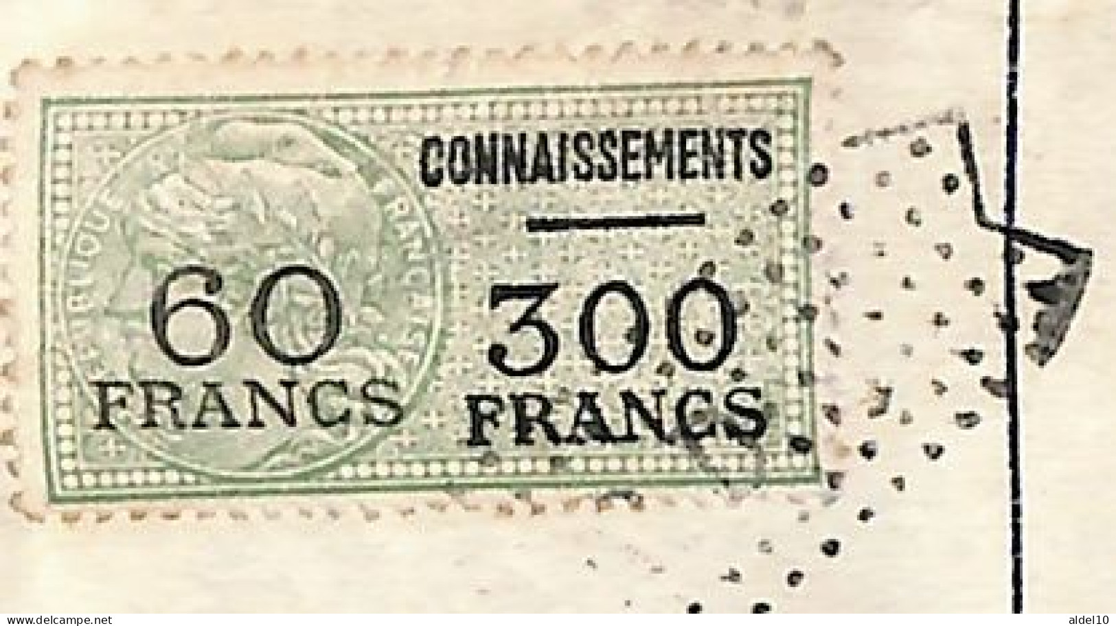 Connaissement Pour Bordeaux 1954 Avec Timbres Valeur Surch 60 Franc Sur 300 Vert - Covers & Documents