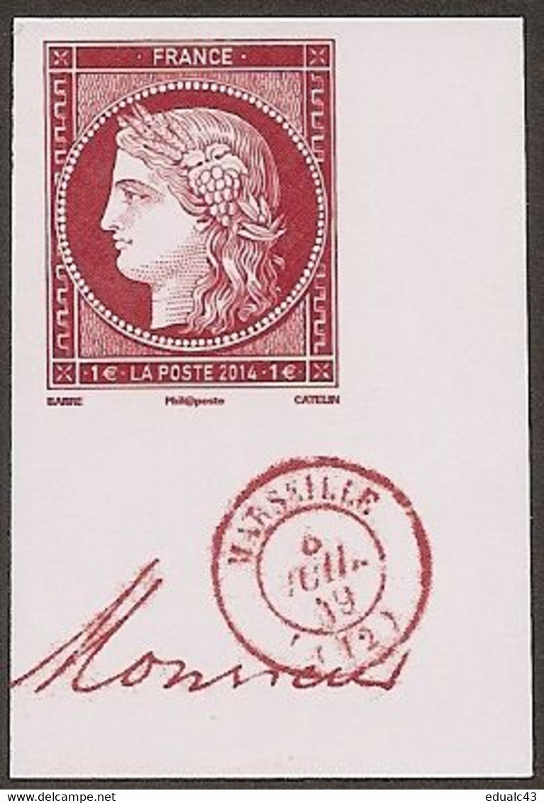 2014 -Salon Du Timbre -n° 4871 Carmin Gravé Coin De Feuille  -NEUF ** LUXE - Issu Du Feuillet CERES - Unused Stamps